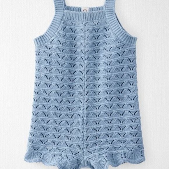 Baby Organic Cotton Pointelle Romper, Blue, Little Planet, VGUC, Size 24m - Picture 1 of 1
